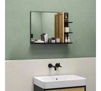Homcom Bathroom Mirror Wall Mount Vanity Mirror With 4 Storage Shelves, Black