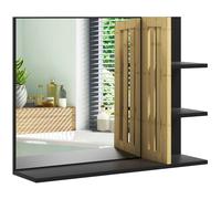 HOMCOM Modern Bathroom Mirror with Shelf, Wall-mounted Vanity Mirror with 4 Storage Shelves and Bamboo Panel for Make Up, Black