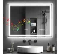 Homcom 600 X 800 Mm Bathroom Mirror With Bluetooth Clock Lights Demister Pad In Silver Silver 800mm x 600mm