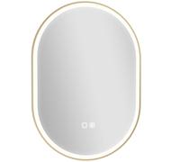 Homcom Led Bathroom Mirror, 100X70Cm Oval Bathroom Mirror, Gold Tone Gold