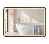 HOMCOM Bathroom Mirror with LED Lights, 100x70cm Rectangle, Black | Wall Mounted LED Bathroom Mirror, 3 Colours Dimmable, Bluetooth, Anti-Fog, Memory, Tempered Glass, IP44, Horizontal/Vertical