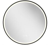 Homcom Led Bathroom Mirror, 60Cm Round Bathroom Mirror, Dimmable, Black Black