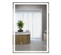 HOMCOM Bathroom Mirror with LED Lights, Illuminated Makeup Mirror with 3 Colours, Defogging Film and Memory Function, Hardwired, Horizontal or Vertical, 70 x 50 cm