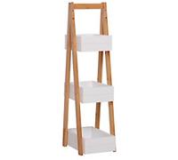HOMCOM Bathroom Rack 834-100 Bamboo, MDF White 300 mm x 210 mm x 810 mm