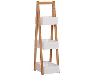 HOMCOM Bathroom Rack 834-100 Bamboo, MDF White 300 mm x 210 mm x 810 mm