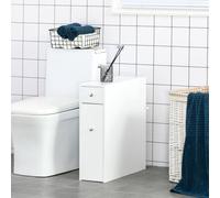 Homcom Bathroom Slim Floor Cabinet Narrow Wooden Storage Bath Toilet Cupboard In White White One Size