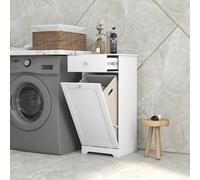 Homcom Bathroom Storage Cabinet With Foldable Laundry Hamper And Drawer In White White
