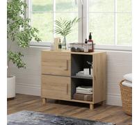 HOMCOM Bathroom Storage Cabinet w/ Open Compartments and Double Doors, Brown