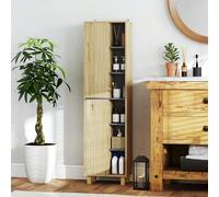 HOMCOM Bathroom Storage Unit with 6 Open Compartments and 6 Shelves - Natural wood finish