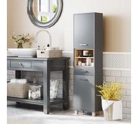 HOMCOM Bathroom Storage Unit w/ Open Shelves and Drawer, Grey