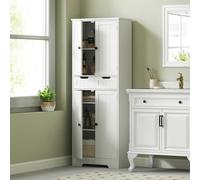 Homcom Bathroom Tall Cabinet With Drawer, Adjustable Shelf And Doors, White White
