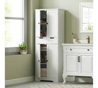 HOMCOM Bathroom Tall Cabinet with Drawer, Adjustable Shelf & Doors, White HOMCOM White