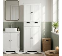 HOMCOM Bathroom Tall Cabinet with Drawer, Shelves and Doors, White