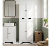 HOMCOM Bathroom Tall Cabinet with Drawer, Shelves and Doors, White
