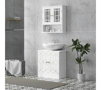 HOMCOM Bathroom Under Sink Cabinet for Basin with or without Pedestal White, White