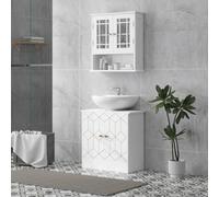 HOMCOM Bathroom Under Sink Cabinet for Basin with or without Pedestal White HOMCOM White