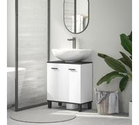 HOMCOM High Gloss White Under sink Bathroom Cabinet with Adjustable Shelf