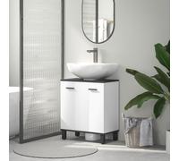 Homcom Bathroom Under Sink Cabinet With Adjustable Shelf High Gloss White, White