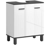 Homcom Bathroom Under Sink Cabinet With Adjustable Shelf High Gloss White, White