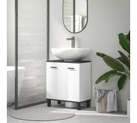 Homcom Bathroom Under Sink Cabinet With Adjustable Shelf High Gloss White White
