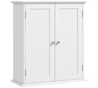 HOMCOM Bathroom Wall Cabinet, 3-Tier Wall-Mounted Bathroom Storage Cabinet with Adjustable Shelf, White
