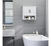 HOMCOM Bathroom Cabinet, 3-Tier Bathroom Wall Cabinet with Adjustable Shelf and 2 Doors, Storage Cabinet for Over the Toilet, White