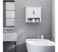 Homcom Bathroom Wall Cabinet, Medicine Cabinet W/ Adjustable Shelf, White White