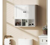HOMCOM Bathroom Wall Cabinet, Medicine Cabinet with Open Compartments, Shelf in White | Size: W600mm x H600mm HOMCOM White W600mm x H600mm