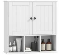Homcom Bathroom Wall Cabinet, Medicine Cabinet With Open Compartments, Shelf In White White