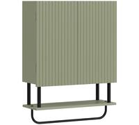 HOMCOM Bathroom Wall Cabinet Modern Space Saver Wall Mounted Cabinet Doors Storage Green