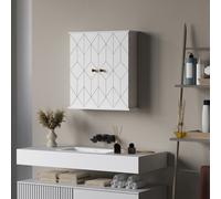 HOMCOM Bathroom Wall Cabinet, Wall Cupboard with Adjustable Shelf, White, White