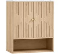 HOMCOM Bathroom Wall Cabinet with Adjustable Shelf - Oak