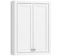HOMCOM Bathroom Wall Cabinet with Adjustable Shelves - White