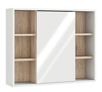 Homcom Bathroom Mirror Cabinet, Wall Mounted Storage With Open Cupboard In White White