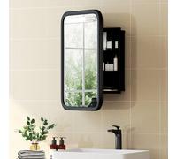 HOMCOM Bathroom Wall Cabinet with Mirror Black