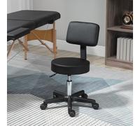 HomCom Beautician's Adjustable Swivel Salon Chair – Padded Seat & Back, 5 Wheels – Black