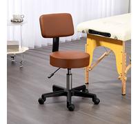 Homcom Beautician's Adjustable Swivel Salon Chair Padded Seat Back 5 Wheels In Brown Brown