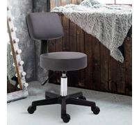 HOMCOM Beautician's Adjustable Swivel Salon Chair Padded Seat Back 5 Wheels in Grey HOMCOM Grey