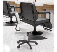 Homcom Beautician's Adjustable Swivel Salon Chair Padded Seat Back 5 Wheels In White