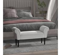 Homcom Small Bench, Upholstered Window Seat With Armrests, Greyish White