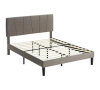 Homcom Bed Frame Channelled Velvet Grey King