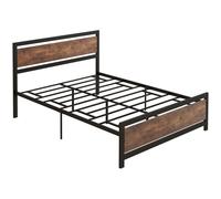 Homcom Bed Frame Metal Black/Rustic Brown Double