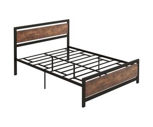 HOMCOM Bed Frame Metal Black/Rustic Brown Double