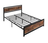 Homcom Bed Frame Metal Black/Rustic Brown King