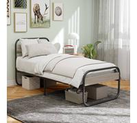 HOMCOM Bed Frame Metal Platform Bed Frame Industrial Style Easy Assembly in Grey | Size: King HOMCOM Grey King