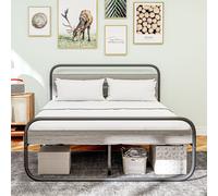 HOMCOM 4ft6 Double Bed Frame, Industrial Style Metal Platform Bed Frame with Under Bed Storage, No Box Spring Needed, Easy Assembly, Grey