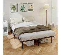 HOMCOM Bed Frame, Metal Platform Bed Frame with 28 Wood Slats - Double Bed