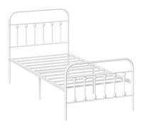 HOMCOM 3ft Metal Single Platform Bed Frame w/ Underbed Storage Headboard White HOMCOM White Single