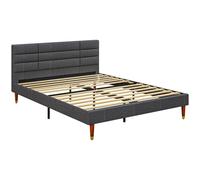 Homcom Bed Frame Panelled Fabric Dark Grey King