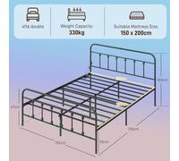 HOMCOM King Bed Frame with LED Lights and Charging Station, Black